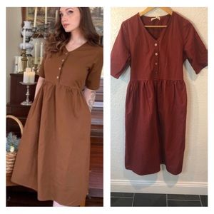 Little cottonwood fawn alder dress linen cotton